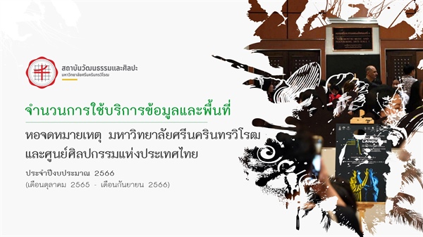 รายงานจำนวนการใช้บริการข้อมูลและพื้นที่ หอจดหมายเหตุและศูนย์ศิลปกรรมแห่งประเทศไทย